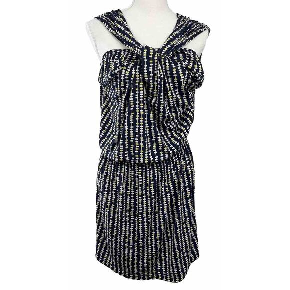 Max Studio Dresses & Skirts - Max Studio Twist Front Halter Dress Blue White Yellow Size Medium